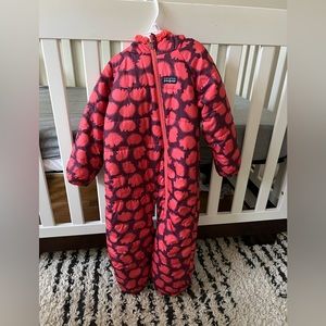 Patagonia baby kids toddler reversible fleece bunting size 12M hedgehog print